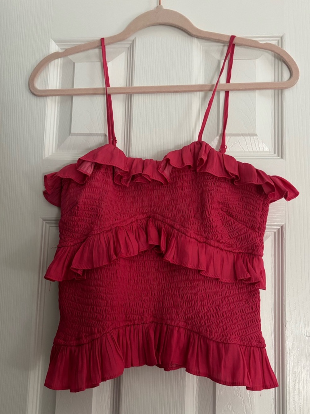 hot pink ruffled top